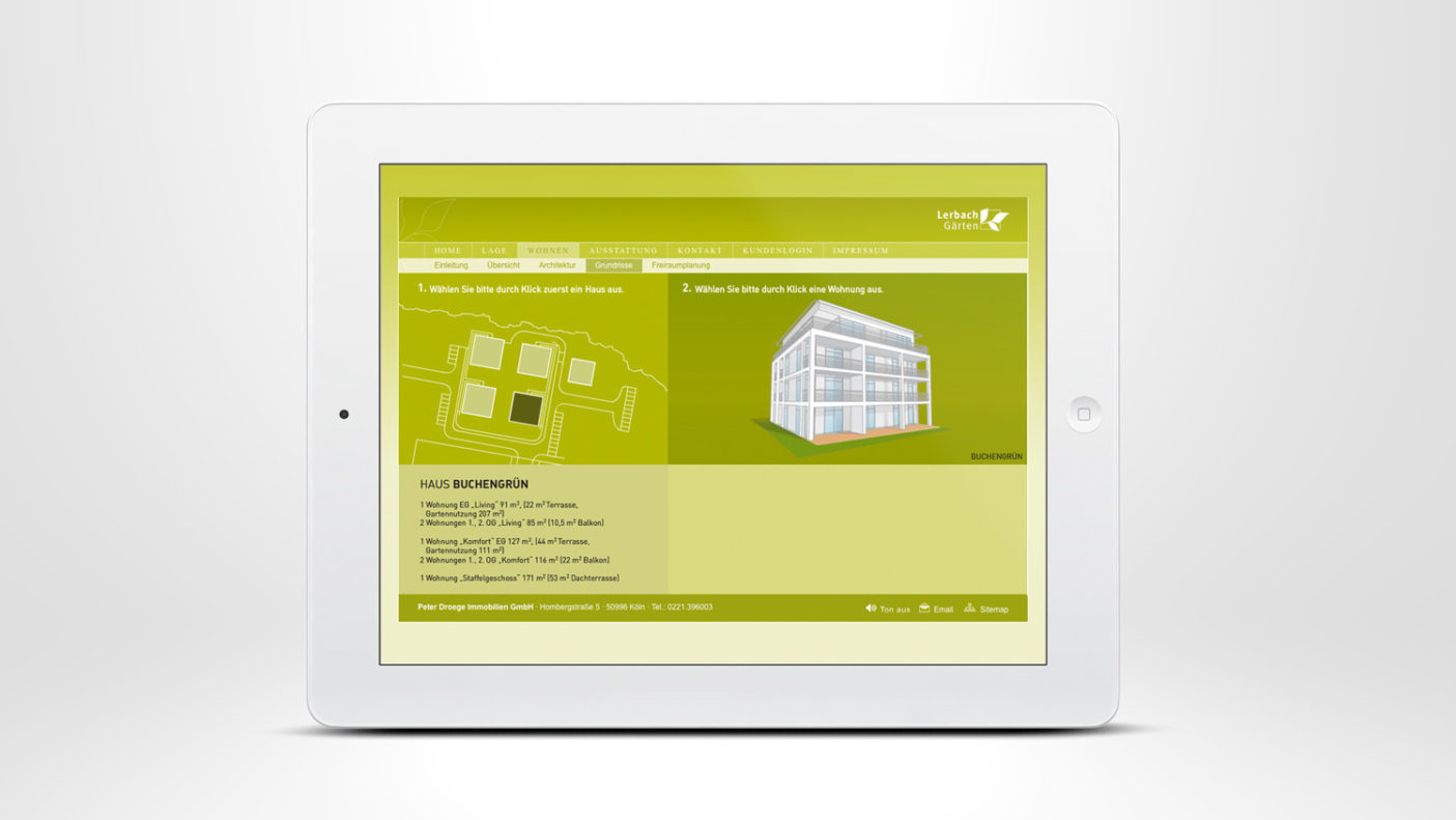 Homepage Design für Immobilienprojekt »LerbachGärten«