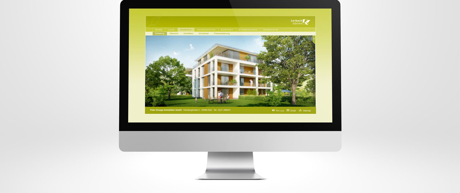 Homepage Design für Immobilienprojekt »LerbachGärten«