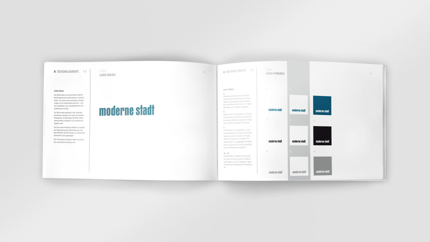 Corporate Redesign für die »moderne stadt« – Design Manual Detail