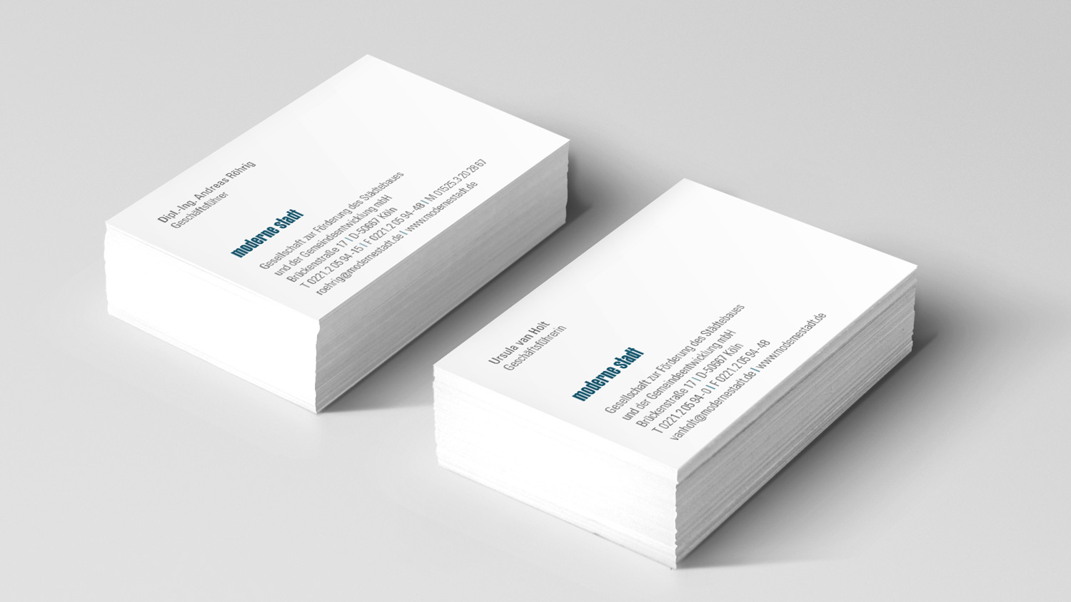 Corporate Redesign für die »moderne stadt« – Visitenkarten