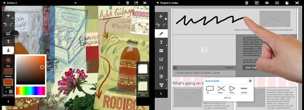 Für professionelles Grafik Design: Für das iPad gibt es jetzt von Adobe über den iTunes-Store die beiden neuen Apps „Adobe Collage“ und „Adobe Proto“.
