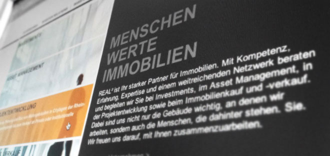 Professionelles Web Design: reinsicht realisiert die Programmierung von Templates und des CMS-Systems für den Relaunch der Website von Real2.